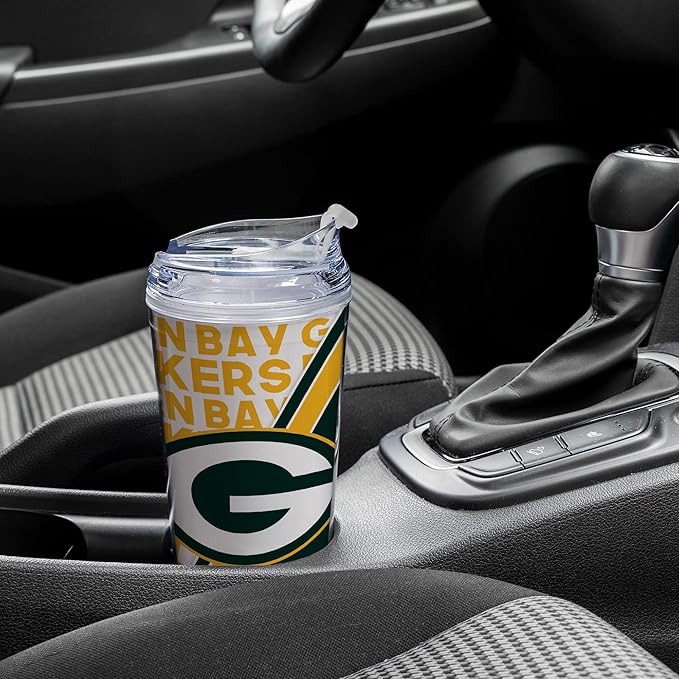 NFL Football 24oz Acrylic Tumbler with Hinged Lid, Officially Licensed Double Wall Tumbler for NFL Fans