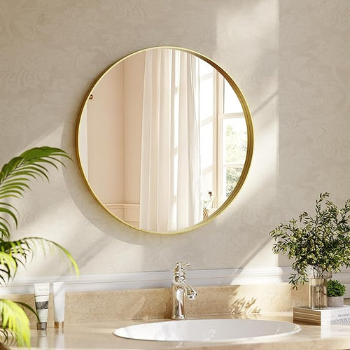 24 inch Round Bathroom Mirror, Living Room, Hanging or Leaning by Unknown