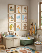 tgguytiy Kids Bathroom Wall Art Set of 9 Cute Animal Bathroom Decor - Image 2