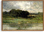 OIQArtOIQ Framed Vintage Landscape Wall Art Lake Natural Scenery Oil Painting by OIQArtOIQ