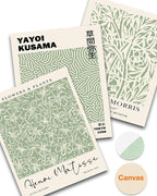 HesenDot Matisse Sage Green Wall Art Set of 3, William Morris Wall Art Decor by HesenDot