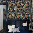 Simon&Siff Boho Peel and Stick Wallpaper, 17.3" x 480" Blue Sun Floral Retro - Image 6