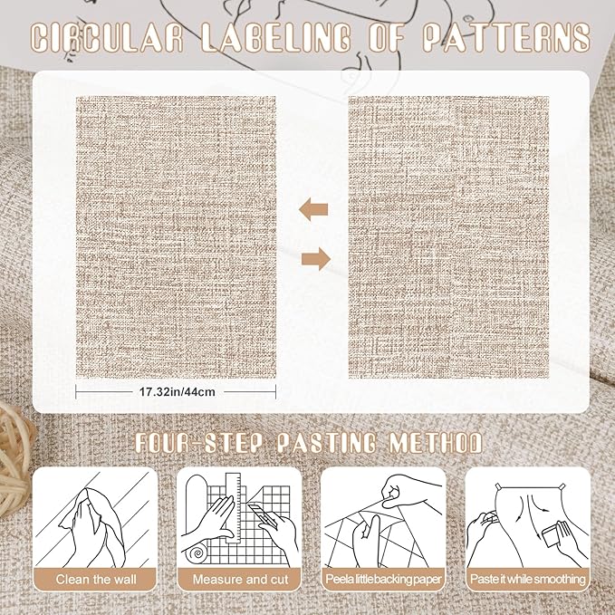 Amiya Grasscloth Khaki Wallpaper Peel and Stick Tan Faux Fabric Linen Contact - Image 8