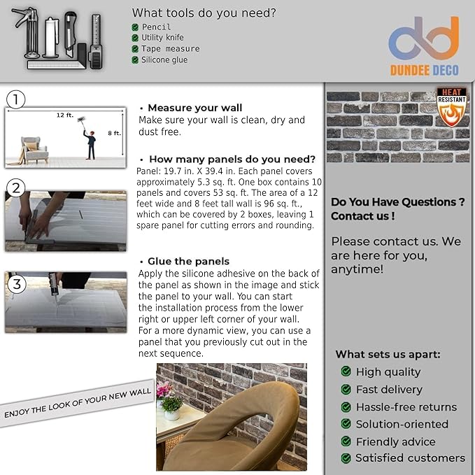 Dundee Deco 3D Wall Panels Faux Brick - Image 8