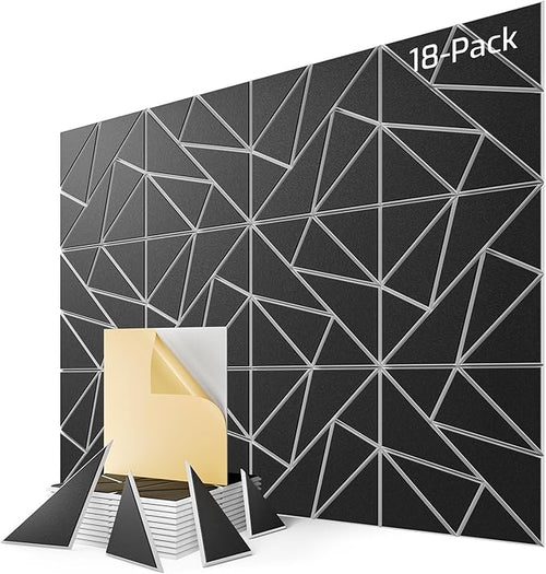 18-Pack Felt Acoustic Panels, Peel & Stick Sound Proof Foam Panels by Lebenforce