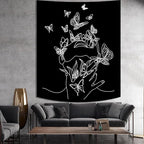 Black and White Tapestry for Bedroom Aesthetic Butterfly Tapestry Minimalist - Image 6