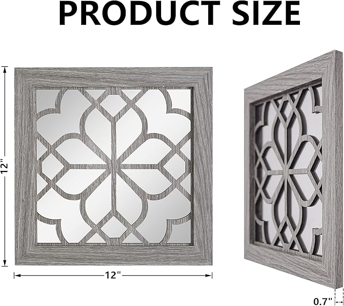 Boho Wall Mirror Decor, Square Shatterproof Vintage Style Mirrors - Image 4