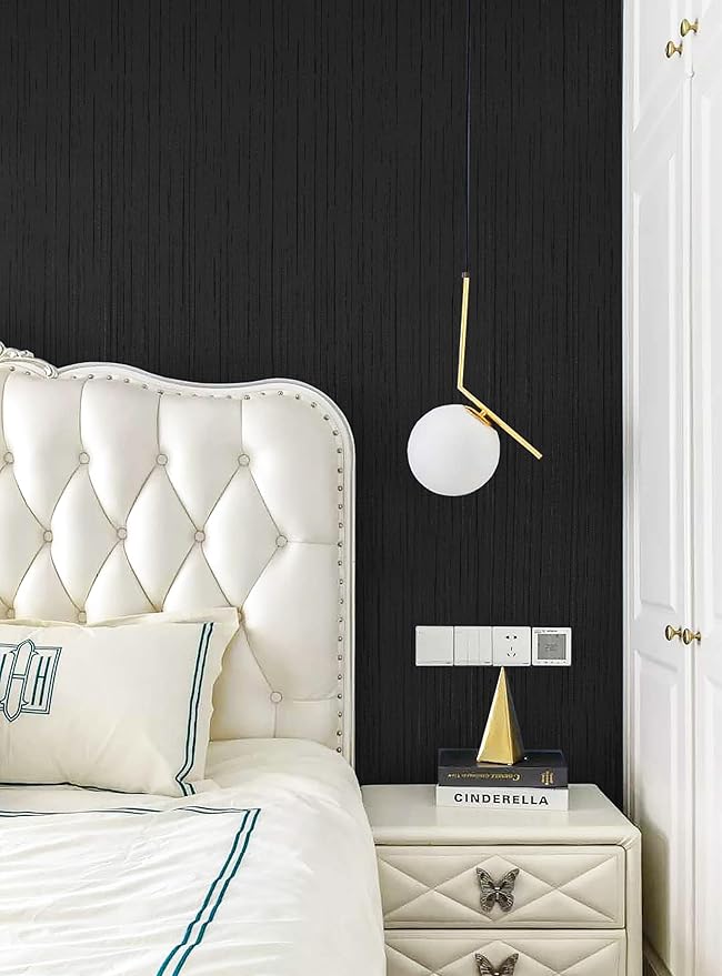 Dviolet Black Grasscloth Textured Fabric Contact Paper - Image 7