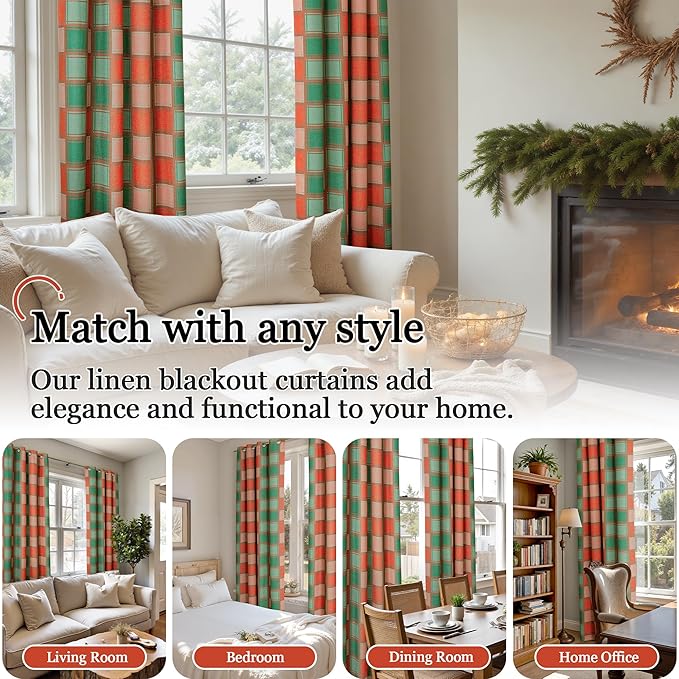 Lajode Plaid Curtains for Living Room - Image 3