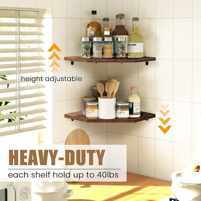 Fun Memories Corner Shelf Wall Mount, Floating Corner Shelves, Rustic Wood Wall - Image 3