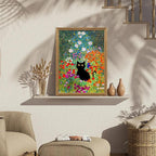 Fantasy Artists Gustav Klimt Canvas Wall Art, Framed Aesthetic Cat Floral Wall - Image 3