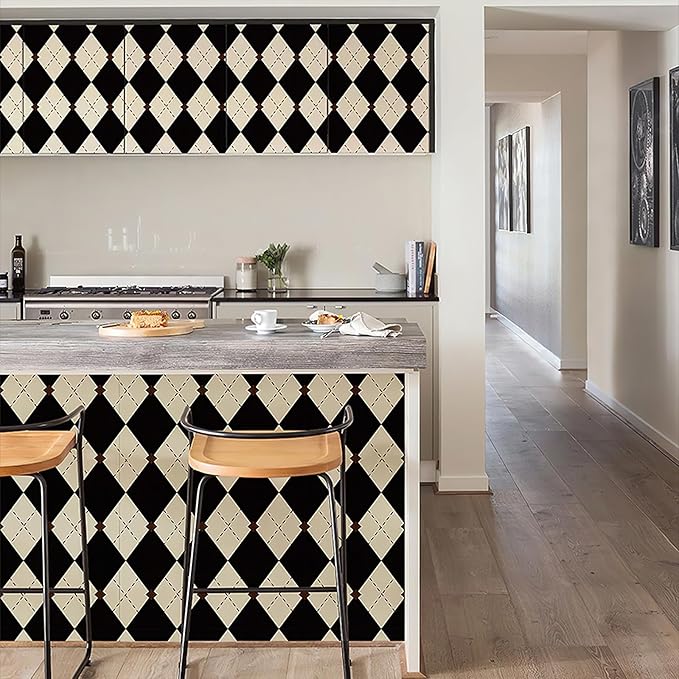Simon&Siff Retro Checkered Peel and Stick Wallpaper Black and White Cream - Image 7