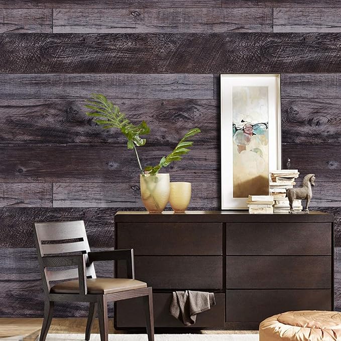 WENMER 17.71" x 197" Grey Wood Peel and Stick Wallpaper - Image 8