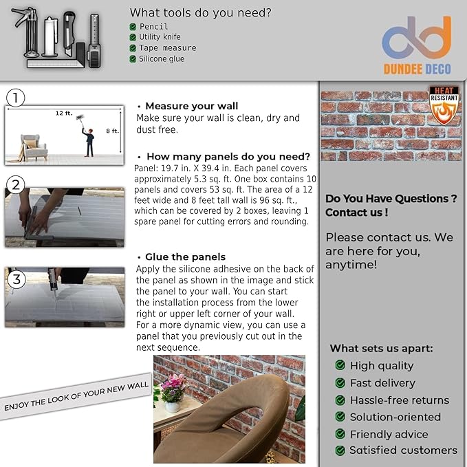 Dundee Deco 3D Wall Panels Faux Brick - Image 4
