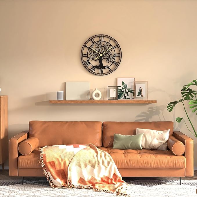 Micasso Wall Clocks Battery Operated: 21Inch Farmhouse Tree of Life Metal - Image 5
