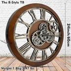 The B-Style Large Wall Clock 24 inch Moving Gear Wall Clock Oversized Vintage - Image 2