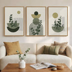 Framed Boho Botanical Wall Art for Living Room, 3 Piece Modern Green Bohemian by Cuspin