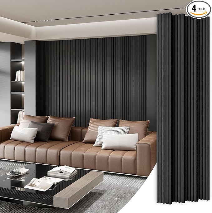 Wood Slat Acoustic Panels, 4 Pack 94" x 8"/ 240 x20cm Wood Wall Panels by HomeUpgradeMadeSimple