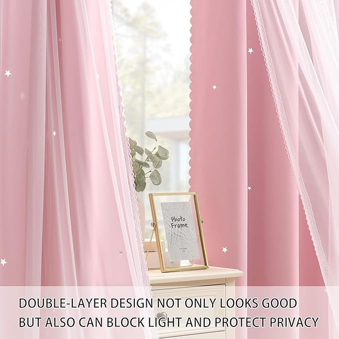 XiDi Light Pink Curtains for Bedroom, Girls Room Blackout Curtains, Kids Room - Image 5