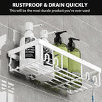 Moforoco Shower Caddy Shelf Organizer Rack, Self Adhesive Black Bathroom - Image 2