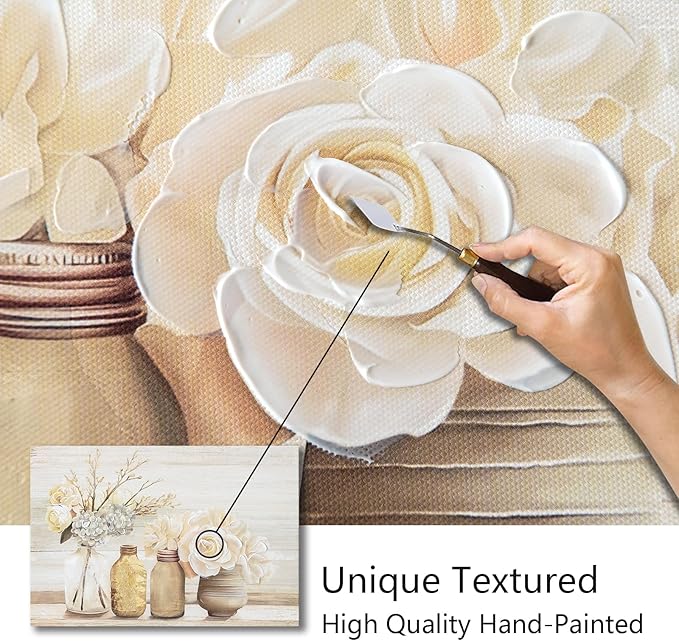 Farmhouse Floral Wall Art for bathroom, Flower Rustic Wood Board Canvas Wall - Image 4