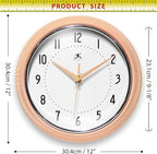 Infinity Instruments Retro 9.5 Inch Round Indoor Wall Clock, Peach Fuzz - Image 7
