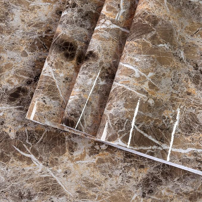 BAYYA Brown Marble Contact Paper Peel and Stick Wallpaper by BAYYAPeelandStickWallpaper