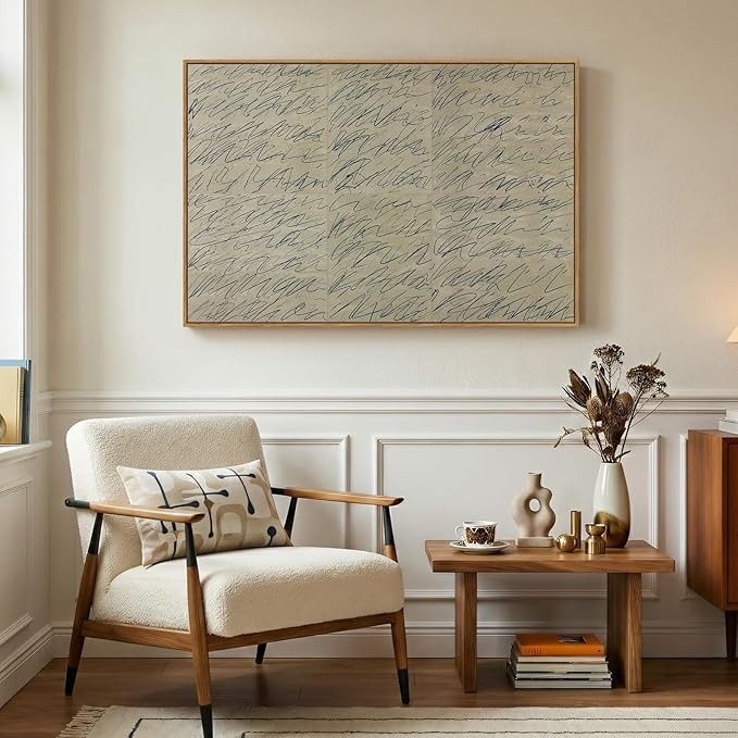 Framed Modern Neutral Beige Abstract Wall Art, Minimalist Canvas Prints - Image 2