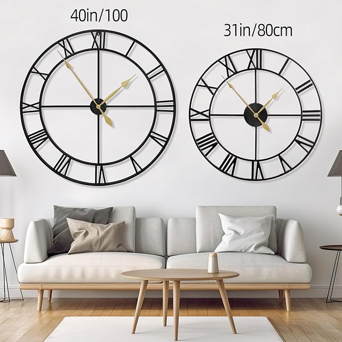 LEIKE 40 Inch Extra Large Modern Wall Clock, Oversize Rustic Round Nearly - Image 2