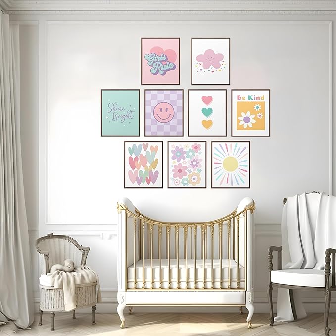 tgguytiy 9 Pcs Girls Room Wall Art Set, Cute Inspirational Nursery Decor - Image 8