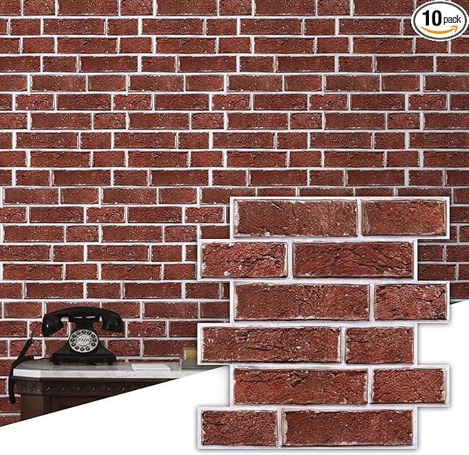 Commomy 3D Faux Brick Wall Panels Peel and Stick by CommomyDecor