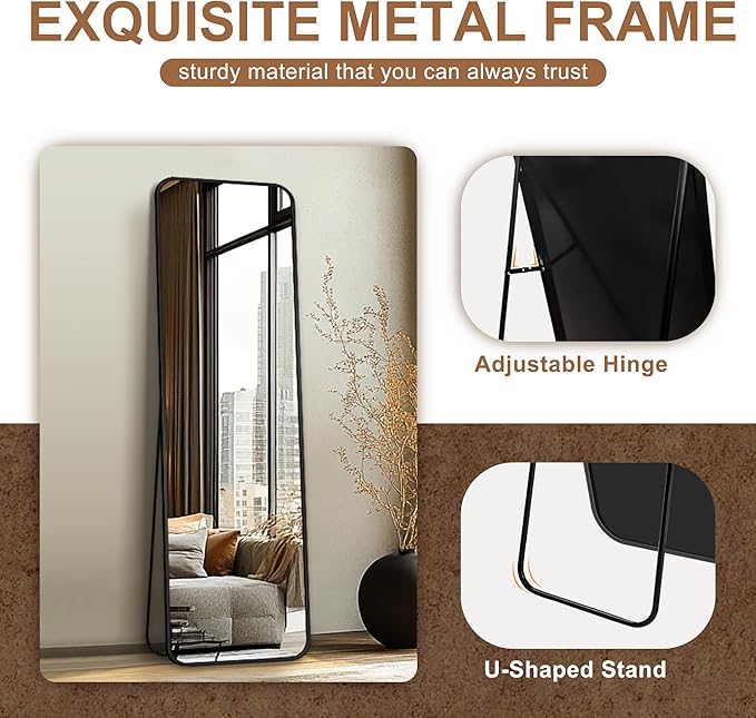 Delma Full Length Mirror, Wall Mounted, Freestanding or Leaning, Rounded - Image 6