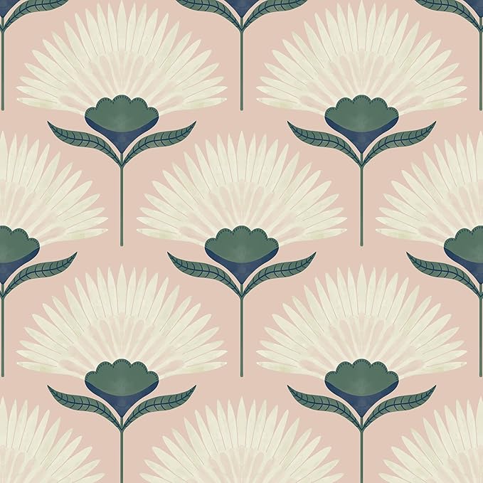 CiCiwind 17.3"×197" Pink Peel and Stick Wallpaper Floral Wall Paper Removable by CiCiwind