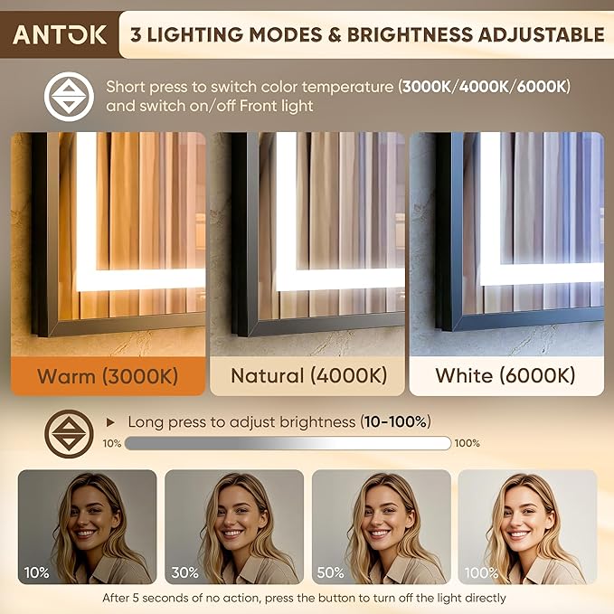 Antok 48X32 LED Bathroom Mirror - Image 8