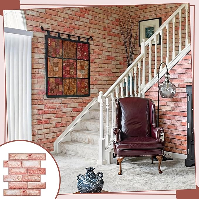 12PCS 3D Wall Panels Peel and Stick Foam Faux Brick Wall Panels, Self-Adhesive - Image 6