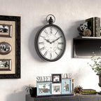 Menterry Oval Retro Wall Clock, Rustic Vintage Style, Battery Operated Silent - Image 7