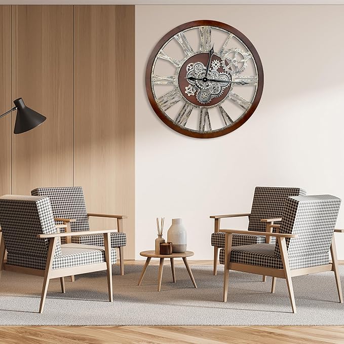 The B-Style Large Real Moving Gears Wall Clock 30 inch Rustic Retro Industrial - Image 6