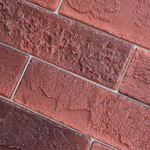 2 Vintage Red Faux Brick Wall Tiles, 3D Thin Brick Veneers by TORURAL