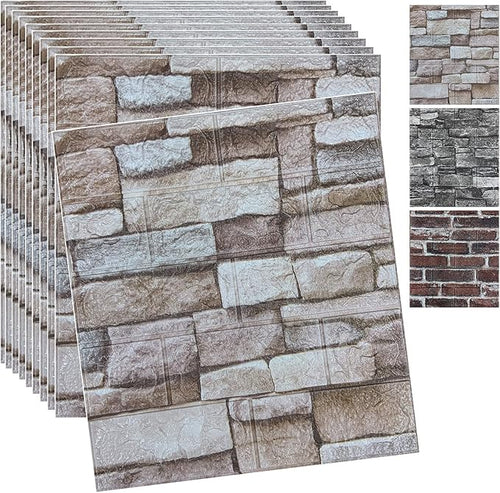 20PCS 3D Wall Panels Peel and Stick 3D Brick Wallpaper Peel and Stick Faux by YLLYLL