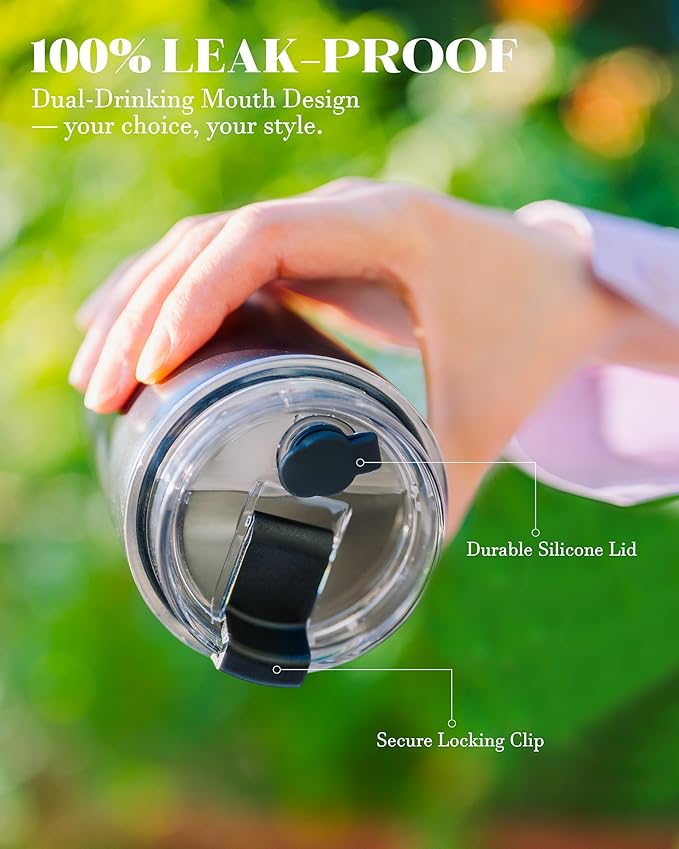 10 oz Insulated Coffee Tumblers, Travel Coffee Tumblers with Straw, Double-Wall Stainless Steel Tumbler, Leak Proof Tumbler, Reusable Cups with Lids for lced and Hot Drinks (Yellow)