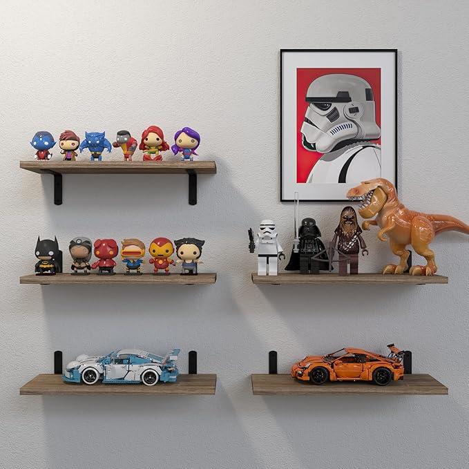 DOLLFIO Floating Shelves, 5 Sets Wall Shelves, Wood Floating Shelves - Image 4