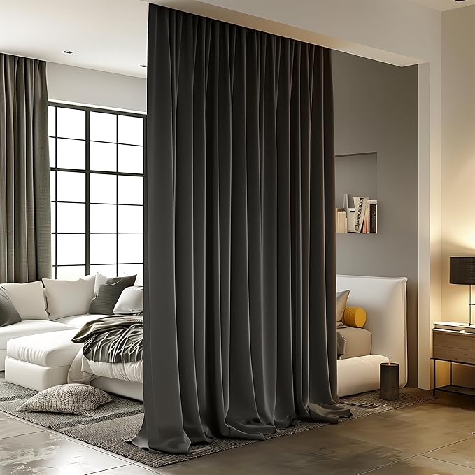 Room Divider Curtains for Ceiling Track Rod, Noise Reduction Privacy Panel for by RoomDarkning