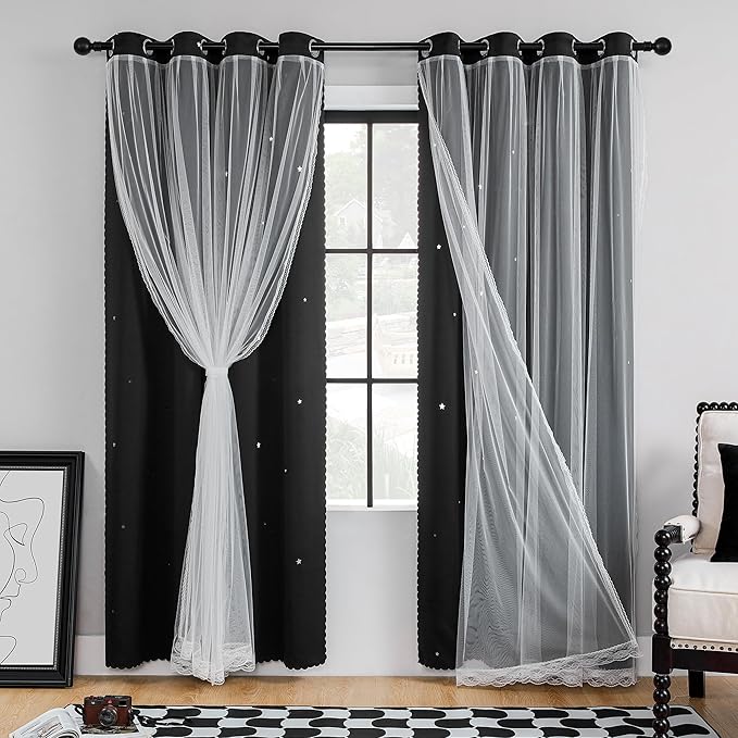 XiDi Black Out Curtains for Bedroom Windows, Curtains for Girls Bedroom Decor by Addsomecolortolife
