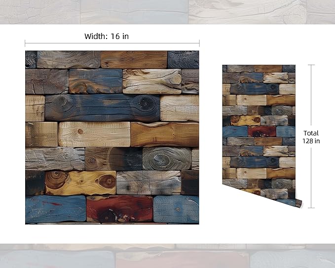 FLFK Wood Bricks Wallpaper Peel and Stick Wood Wall Paper Self Adhesive - Image 2