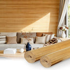 Natural Bamboo Wall Panel for Interior Wall Decor, Pole Wrap Wainscoting Wall by Unknown