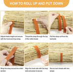 DoubleFill 2 Pcs Bamboo Shades Outdoor Reed Roll up Blinds 48" W x 72" H - Image 3