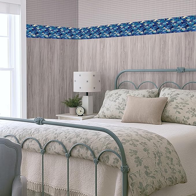 Blue Wave Wallpaper Border 196x4 Inch Peel and Stick Wall Border Self Adhesive - Image 7