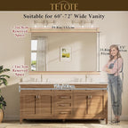 TETOTE 60 x 36 Inch Mirrors for Bathroom, Brushed Brass Gold Vanity Mirror - Image 8