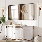 72 x 32 Inch Black Metal Framed Bathroom Mirror - Image 9