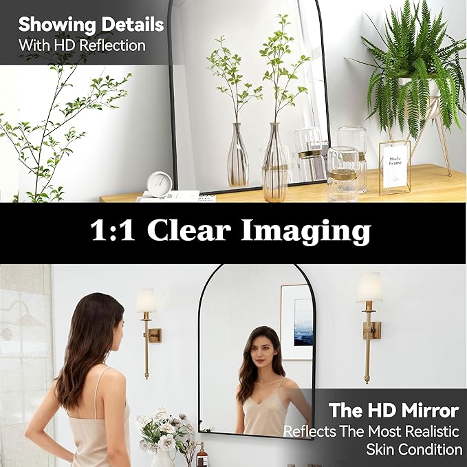SCWF-GZ 36x24 Arch Mirror Rectangle Full Length Wall Mounted Hanging or Against - Image 4